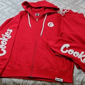 COOKIES Mens Red Hooded Full Zip Red Sweatsuit Size XL LIKE NEW